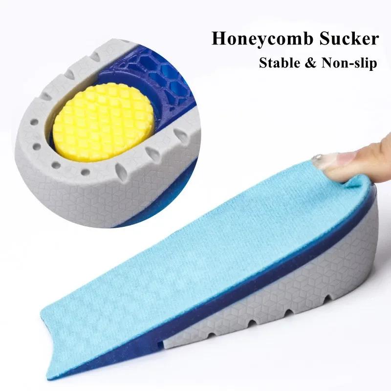Heightening Half Pad Invisible Honeycomb Elastic Height Increase Insoles Silicone Gel for Men Women Soft Comfort Inner Growing