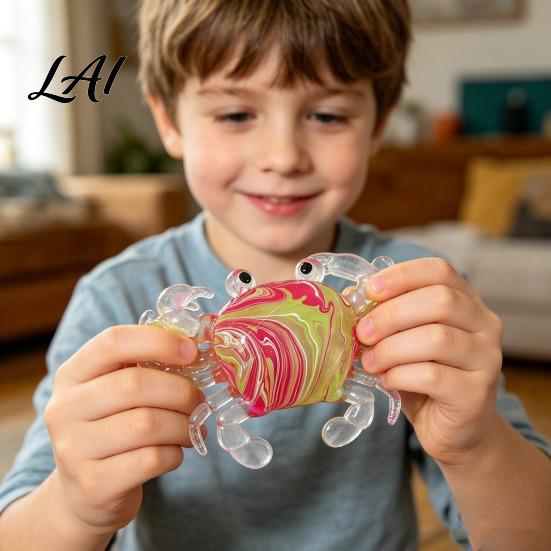 Stress Relief Squeeze Toy Crab Slow-Rising TPR Fidget for Safe Play Kids Cute Transparent Claws Portable Decompression Gadget Adults Slow Rebound