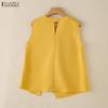 ZANZEA Camisetas sin mangas de verano para mujer con cuello redondo casual
