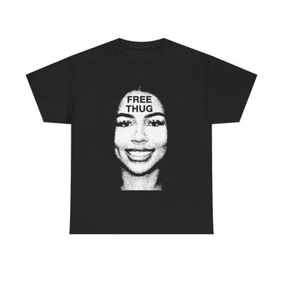 Vintage Free Thug Grafik T-Shirt Lässig Klassisch Baumwolle Retro Oberteil Bequemes T-Shirt Tshi