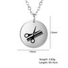 Cazador Women's Necklace Hair Stylist Scissors Comb Round Pendant Stainless Steel Gold Color Jewelry Birthday Mother Day Gift