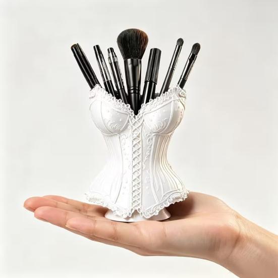 Dressing Table Storage Gothic Corset Pen Holder, 3D Printed Vintage Dark Makeup Brush Creative Office Supplies Decorative Desk Organizer for