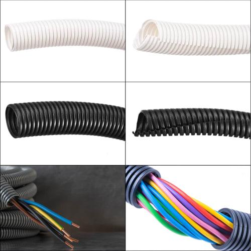 uxcell Corrugated Pipe Conduit Split Wire Loom Tube PE for Wire Cable 3M Length 10x13mm White