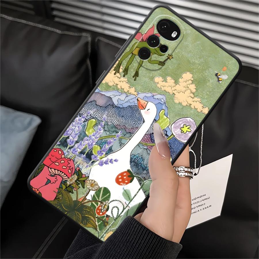 Cartoon Duck Cat Phone Cover Case for Motorola Moto G52 G32 G60s G71 G50 G22 Edge40 G53 G30 Edge 20 Pro 30 Lite G51 G73
