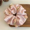 1Piece French Sweet Flower Large Intestine Scrunchie High-End, Korean Satin Rose Hair Rope Low Ponytail Rope Headdress