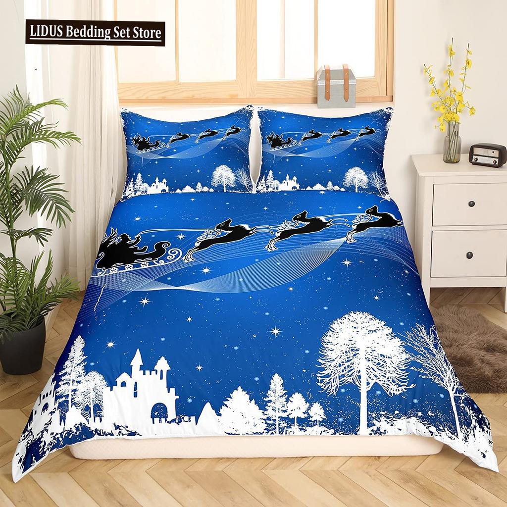 Christmas Gnomes Duvet Cover Set Santa Claus Xmas Comforter Cover Merry Christmas Bedding Sets Winter Snow Holiday Quilt Cover