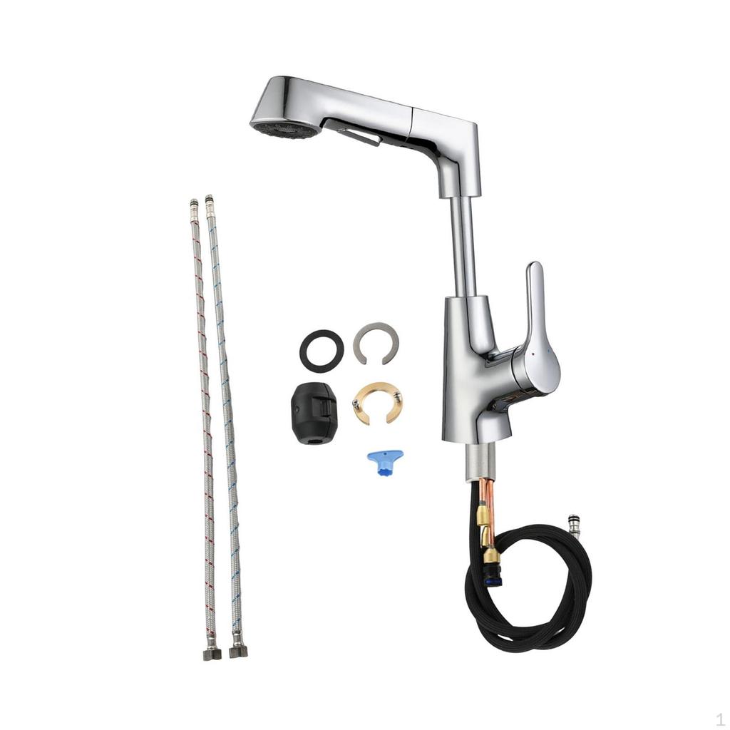 Bathroom Sink Faucet with Pull Out Sprayer Kitchen Flexible 2 Water Modes,