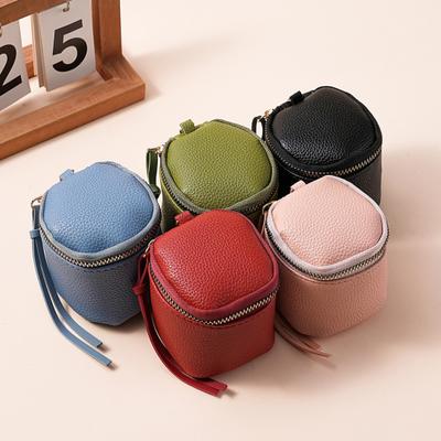 Mini Portefeuille à Monnaie Petite Pochette Zippée en Similicuir Portefeuille à Monnaie Portable Étui de Rangement de Voyage pour Rouge à Lèvres Argent Liquide Monnaies Cartes Bijoux