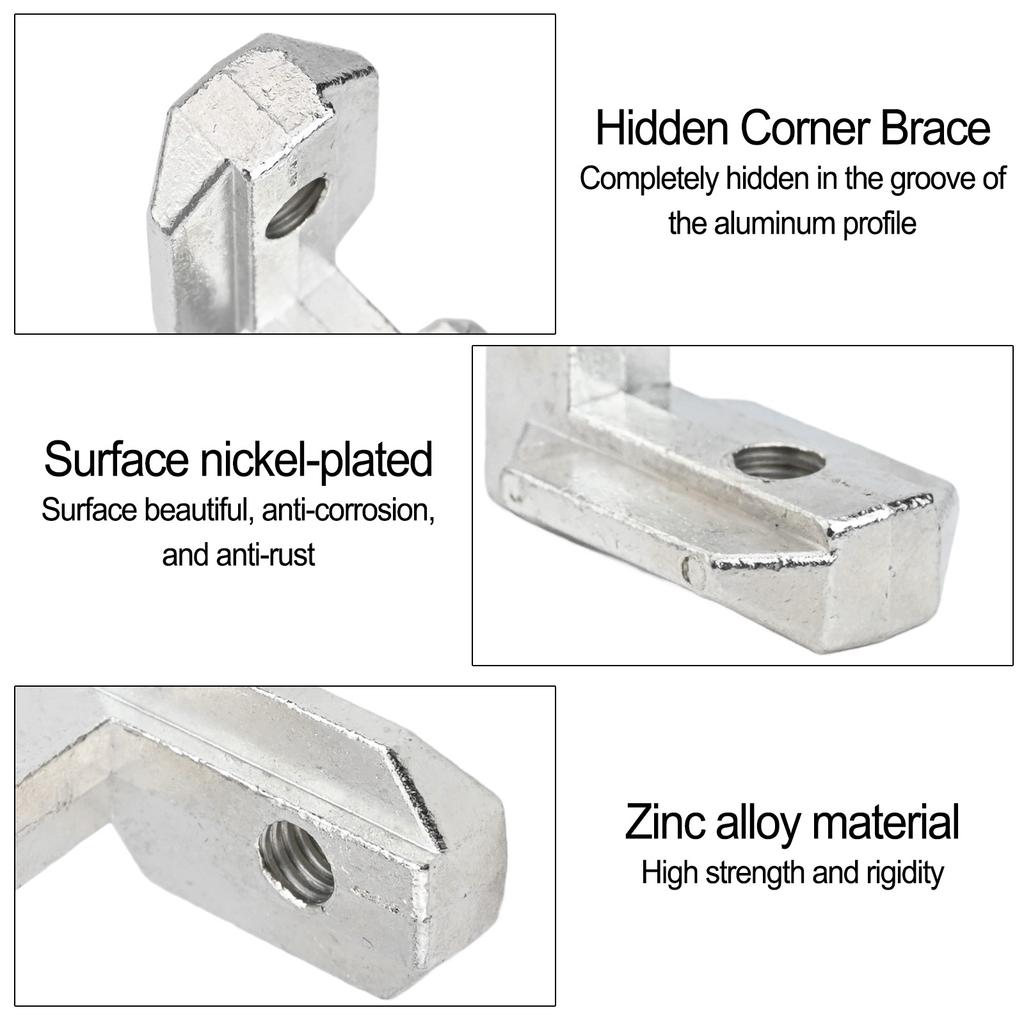 20Pcs Silver 4040 T Slot L Shape Corner Bracket With 40Pcs Screws For Aluminum Profiles With A Slot Size Of 6mm Hardware Tools