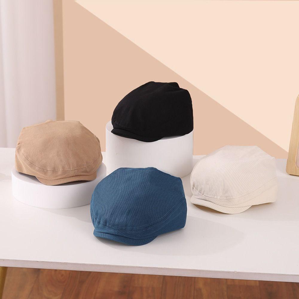 Letter Embroidered Beret Hat Retro Denim Peaked Caps Fashion Duck Tongue Cap  for Kids
