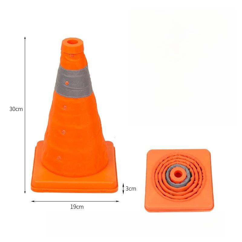 1pc Collapsible Traffic Safety Cones - Reflective Orange Parking Cones with Collar, for Parking Lot/Driveway/Driving Training
