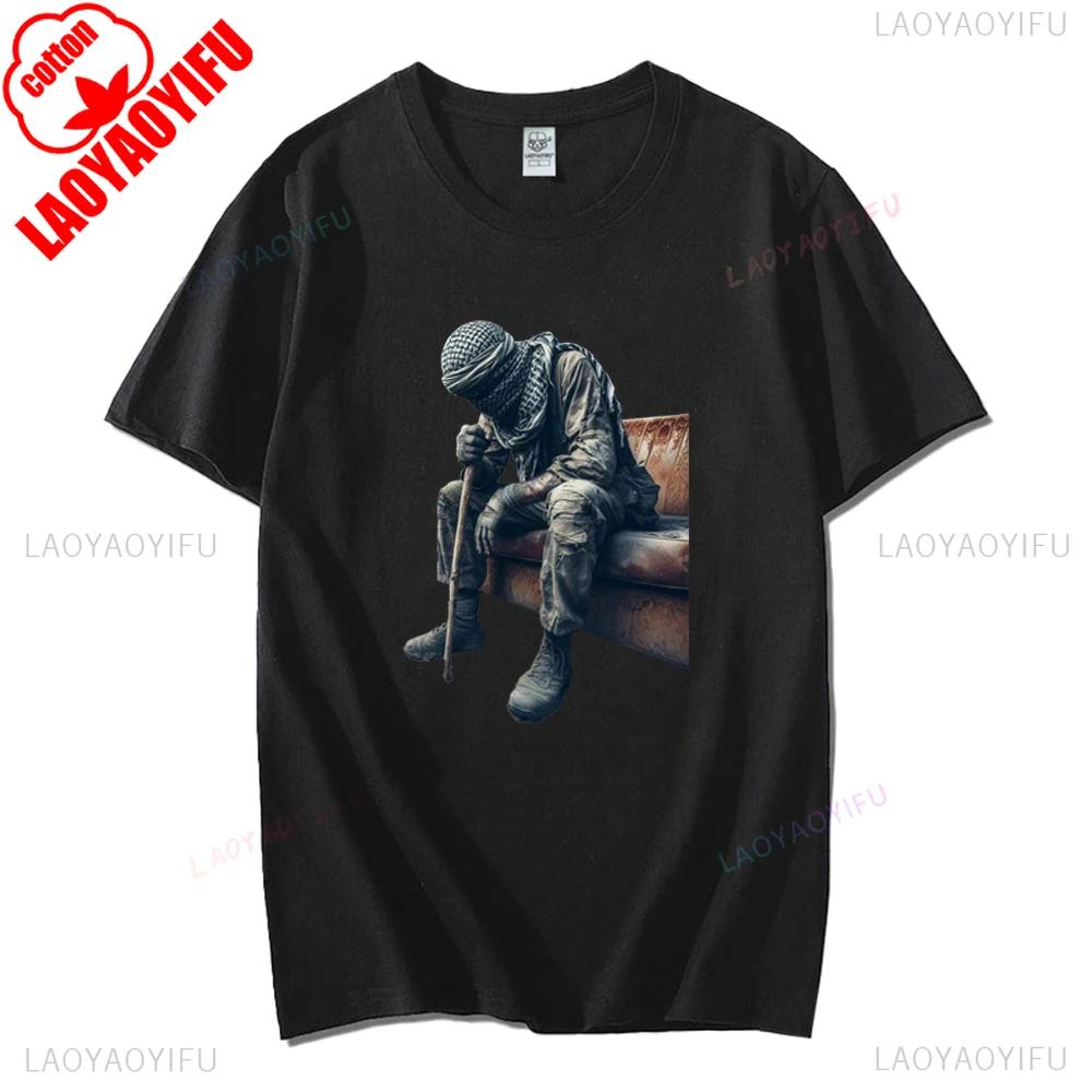 Hamas Printing Women Tshirt Mourn Martyrs Yahya Sinwar Streetwear Vintage Man Tees Shirt Comfort Cotton Man's Short-sleev Tops