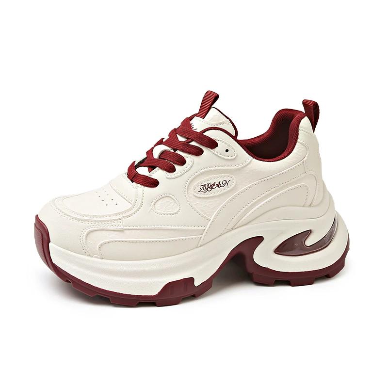 Damen Sportschuhe Ganzjährig Dicksohlige Tennisschuhe Damen Casual Mesh Mode Höhenerhöhung Zapatillas De Deporte 40 white