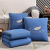 Dual-Use Embroidered Pillow Blanket: Office Nap & Car Cushion Combo