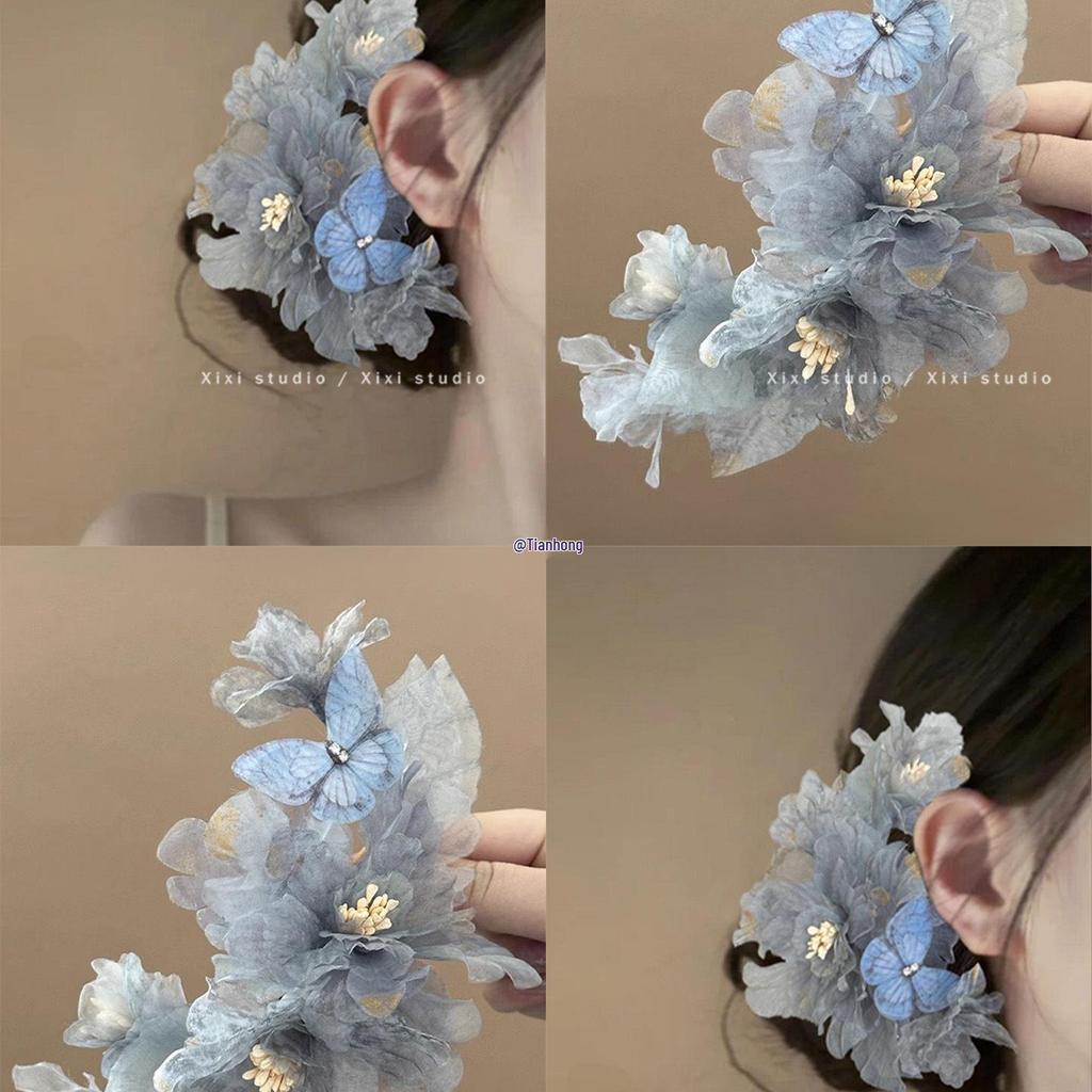2025 Vintage Ink Wash Floral Hairpin: Elegant Cheongsam Accessory for Vacations & Photos