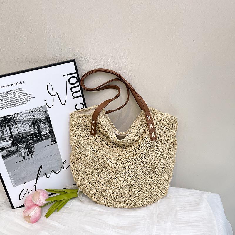 Shoulder Underarm Bag Ladies Vintage Tote Bag Summer Seaside Beach Vacation Woven Straw Bag
