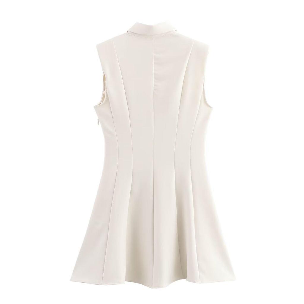 Spring 2025 Women's European & American Style Slimming Padded Shoulder Short Dress