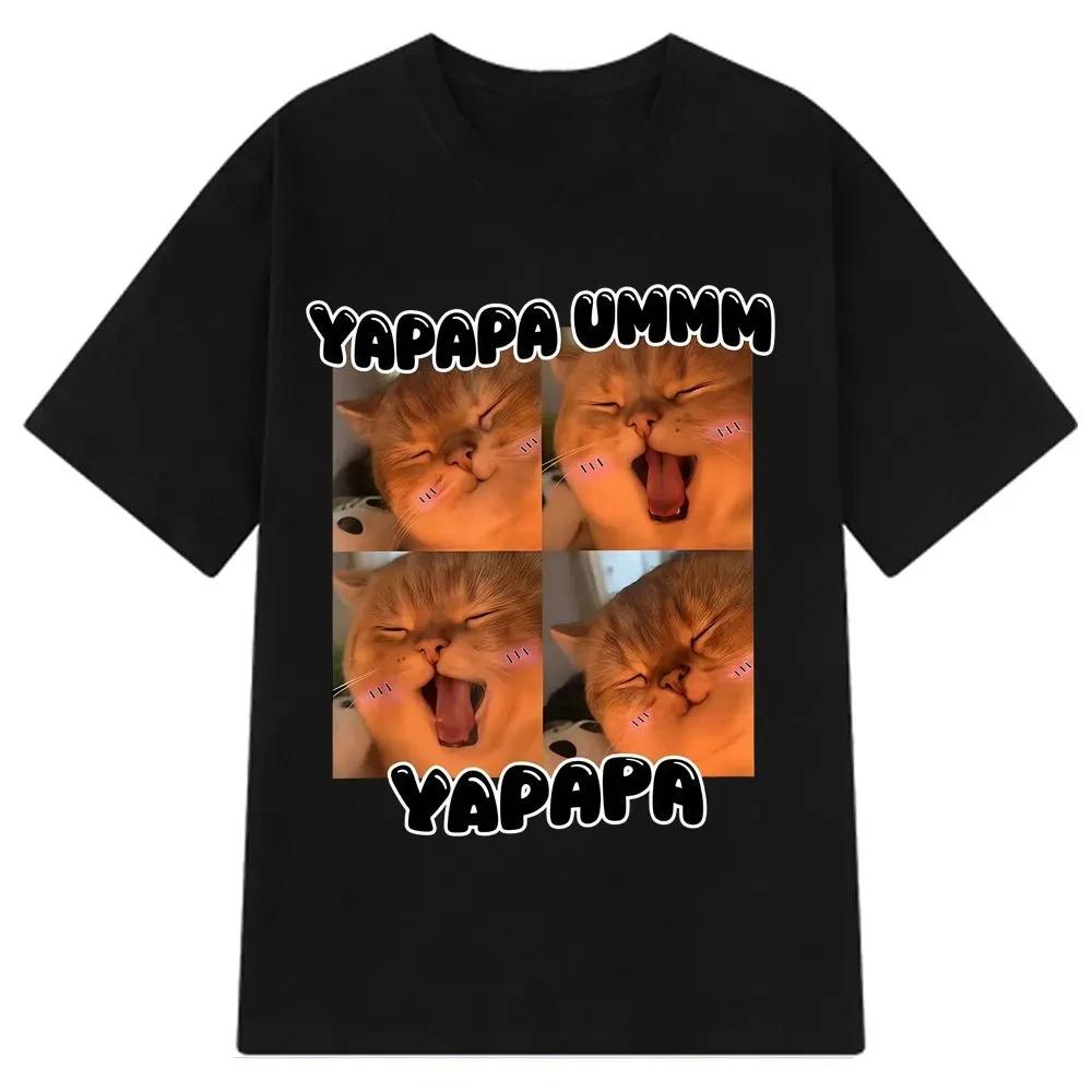 

Yapapa Ummmm Fun and Cute Cat Emoji Tshirt for Women Fashionable Casual Tshirt Shortsleeved Harajuku Style Tshirt Y2K Top S