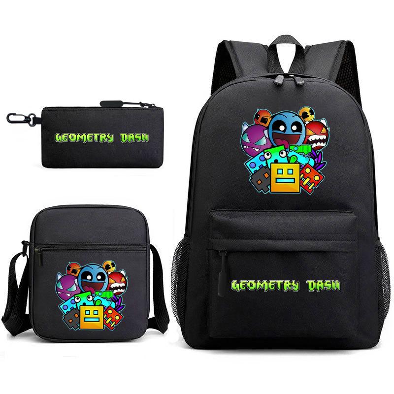 Geometry Sprint Game Backpack Geometry Dash Heat Transfer Backpack Elementary School Bag Leisure Bag