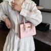 New high-end lychee pattern lock silk scarf portable shoulder women's bag