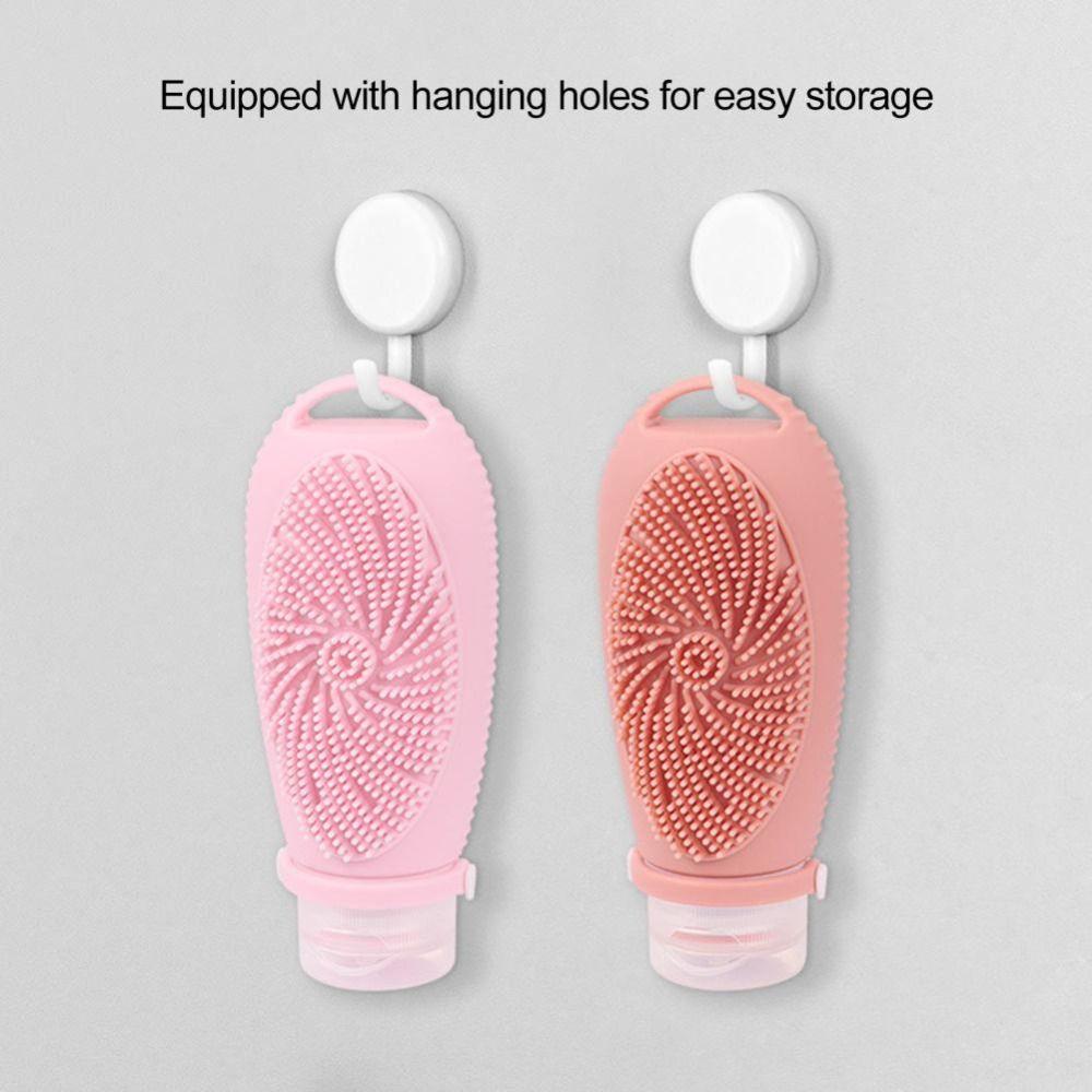 2 in 1 Shower Brush Bottle 100ml Toiletry Containers Portable Travel Refillable Bottles