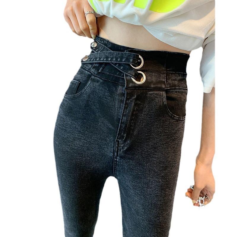 Small Black Pants Spring and Autumn New Tight High Waist Thin Small Feet Magic Black Leggings Women's Pants Wear Thin