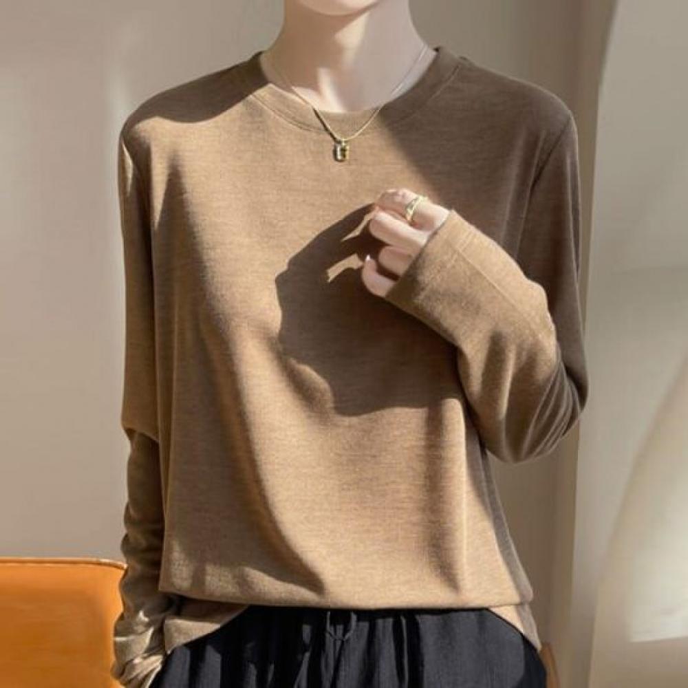 Navava Women Daily Plain Round Neck Long Sleeve T shirT nT2866