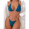 Split swimsuit women's sexy metal chain bikini neck triangle cup high fork hot-selling European and American style swimsuit women