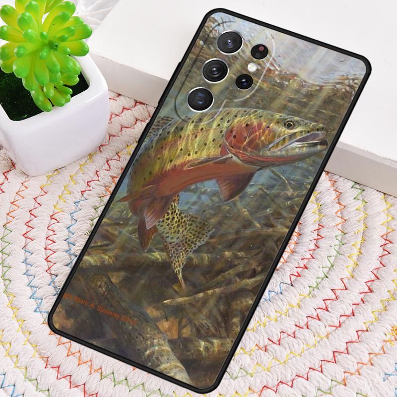 Trout Fishing Print TPU Phone Case For Samsung Galaxy Note 10 Pro S26 S25 S24 S23 S22 Ultra Plus S21 FE S20 Shockproof Cover