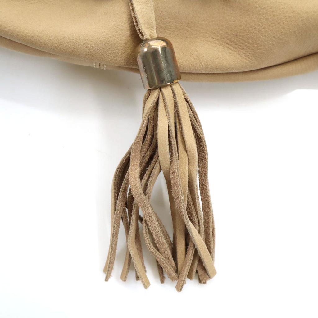 PAUL&JOE Zamszowa Torba na Ramię z Frędzlami beżowa Damska Używana