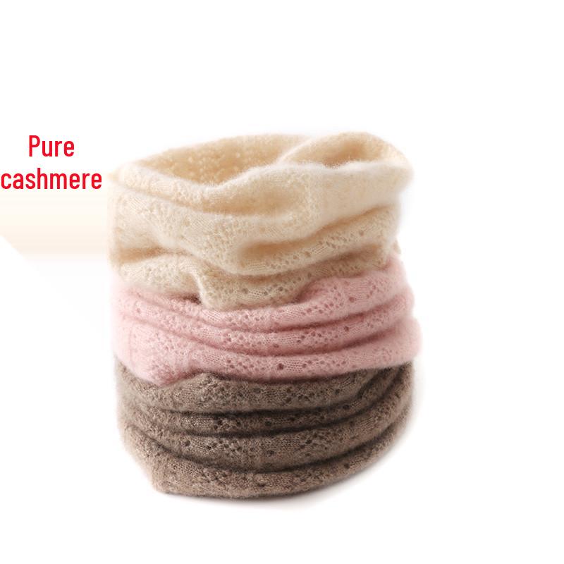 Women's Autumn & Winter Pure Cashmere Hollow Crochet Neck Warmer & Decorative Scarf