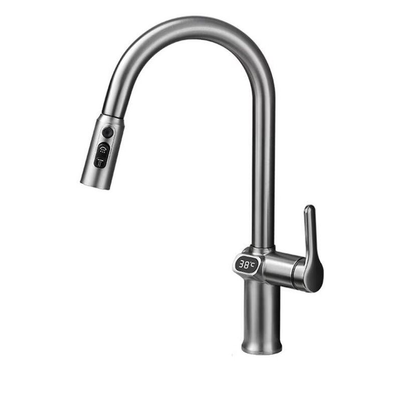 TLXT Black Pull-Out Kitchen Sink Faucet, Hot & Cold