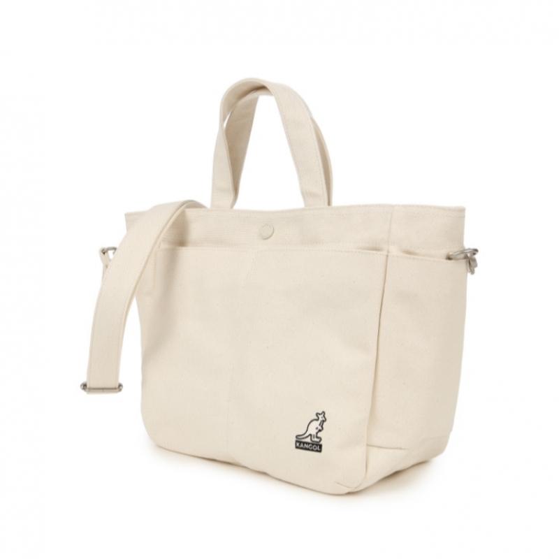 KANGOL Tumbler Canvas Medium Tote Bag Ivory 3813