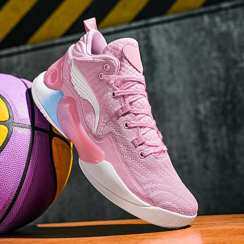 Basketball Shoes for Men and Women in Summer Mesh Breathable Lightweight Soft Sole Non-Slip Wear-Resistant Shock-Absorbing Stude