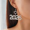 Rhinestone Happy New Year Earrings Aesthetic 2026 Necklace Trendy 2026 Jewelry Suit  Party