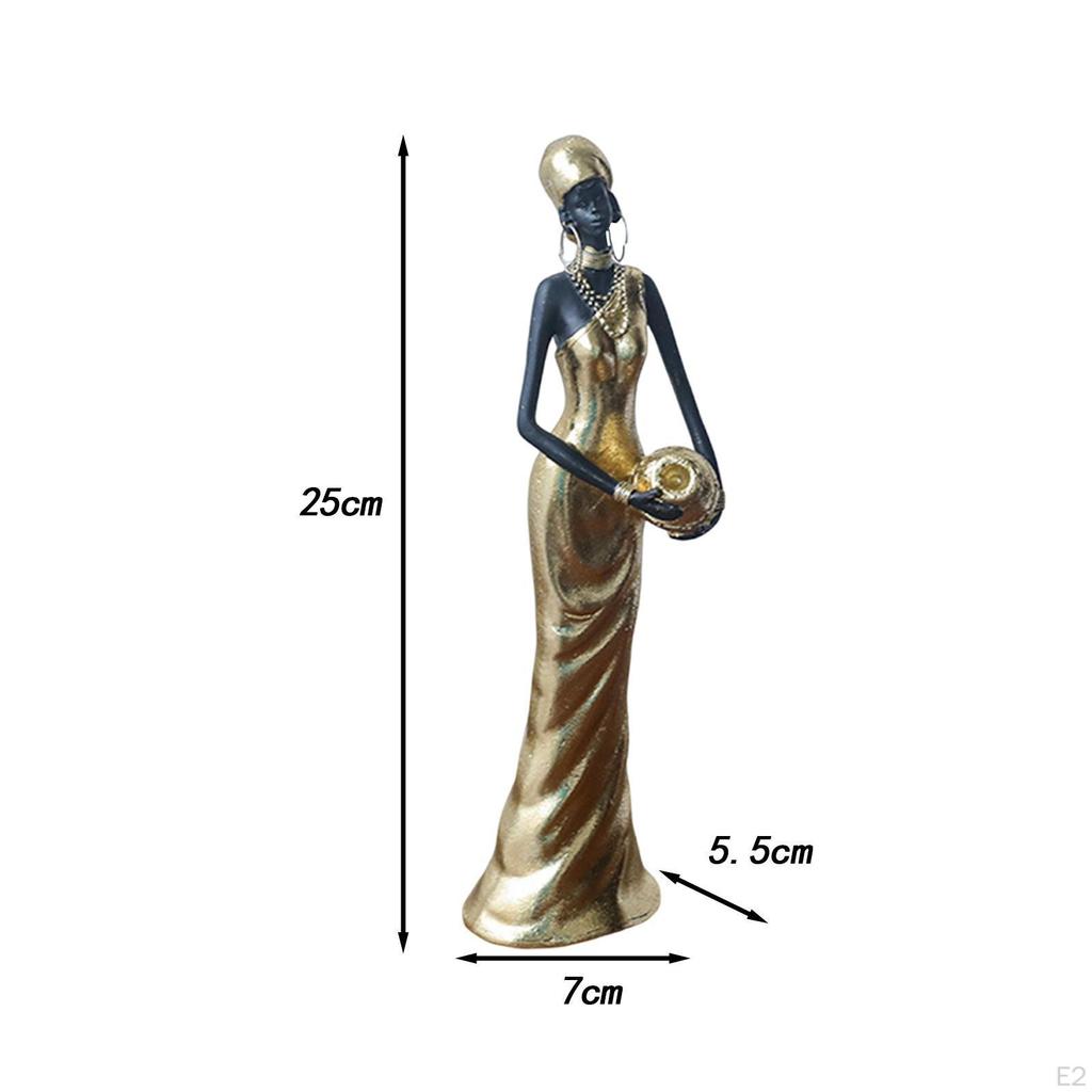 Elegant African Lady Dessert Tray Sculpture for Home Decor Jewelry Storage Coffee Table Serving