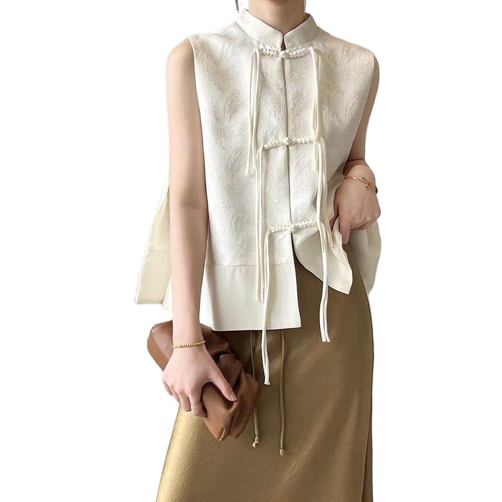 2026 Retro Jacquard Frog Button Women's Vest - Spring/Summer/Autumn Collection
