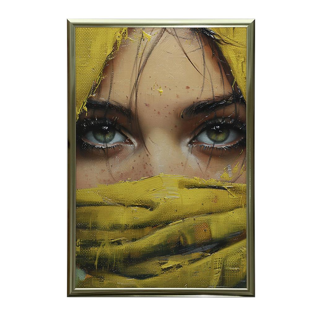 Mysterious Eyes Mysterious Eyes, 30X40 Cm, Gold Aluminum Frame, 230 Gsm Matte Paper