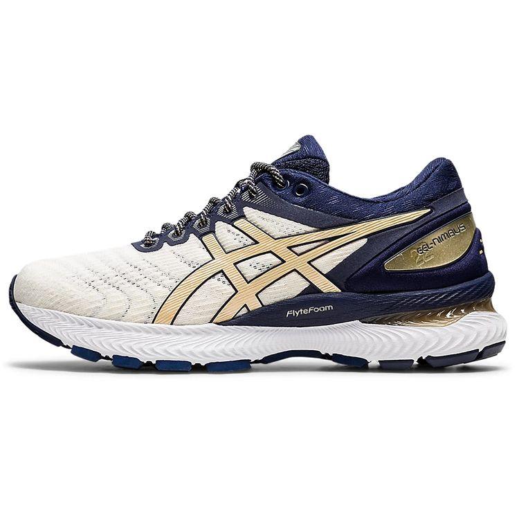Asics Gel-Nimbus 22 Mesh Comfortable Durable Low-Top Running Shoes Women sneaker White Blue 1012A807-100