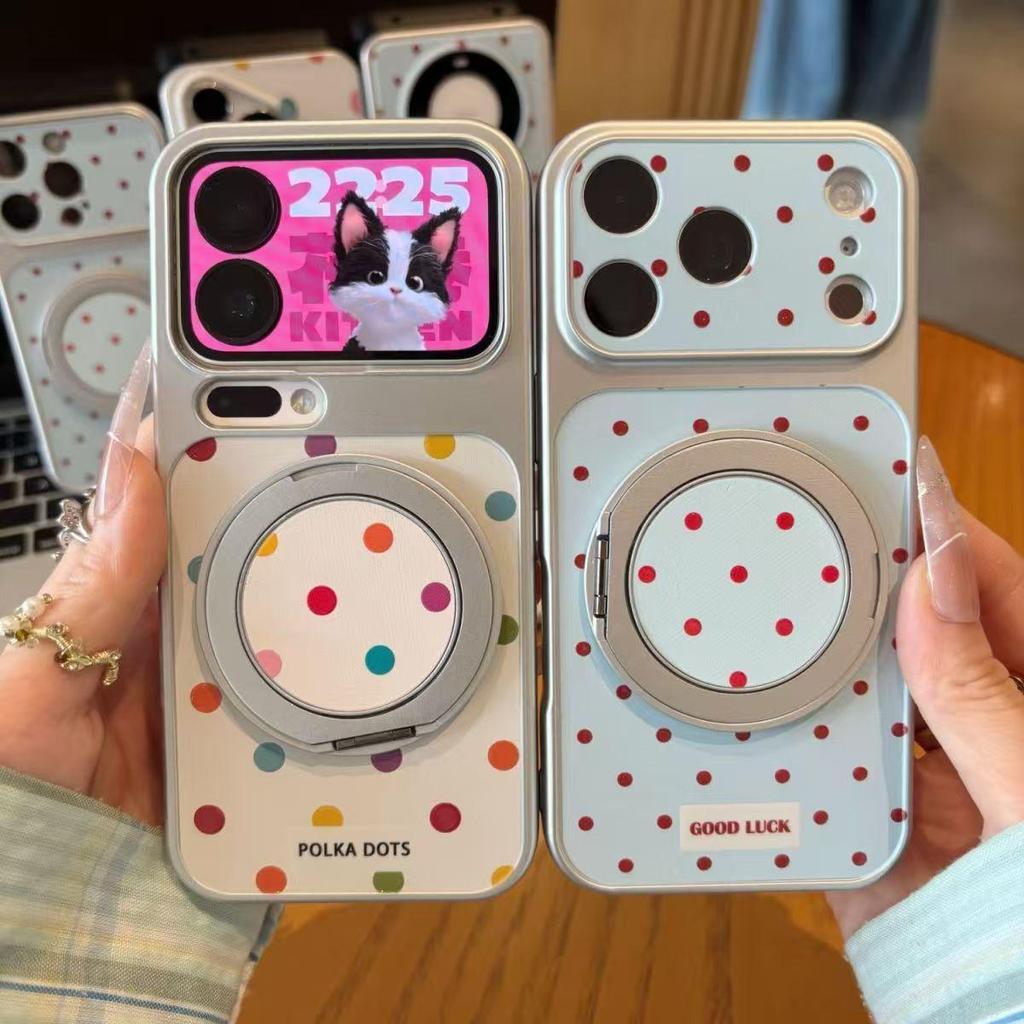 Colorful Polka Dot Electroplated Phone Case for iPhone 16 Pro Max - Ins Style