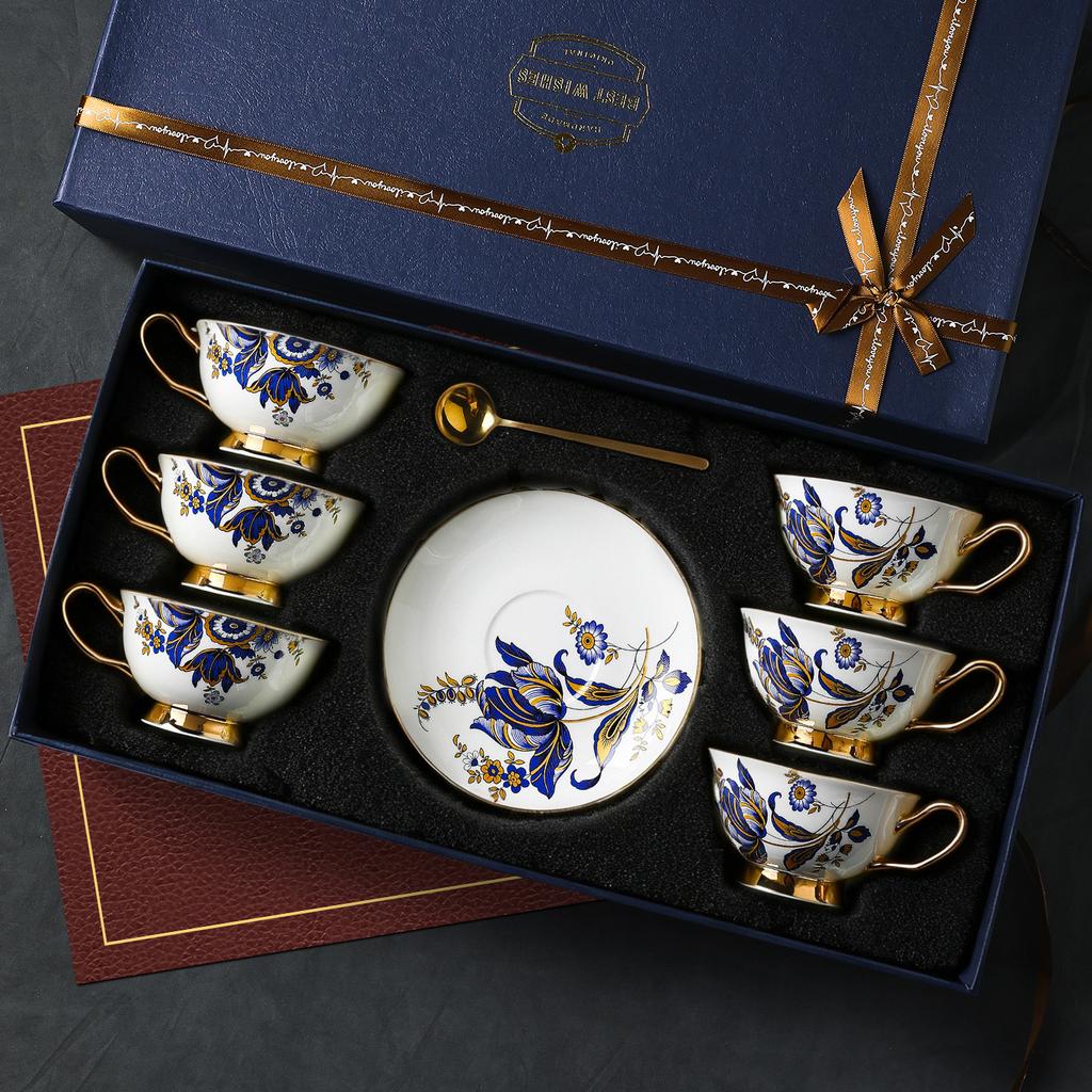 Coffee Cup Cup Saucer Cup Set Household Ceramic Bone China British Teacup Retro Light Luxury Gifts High Value