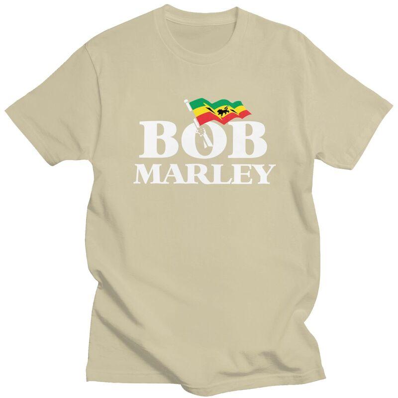 Custom Classic Jamaica Singer Reggae Rock Bob Marley T Shirts Men Short Sleeve Tee Pure Cotton Slim Fit Tshirt Merch