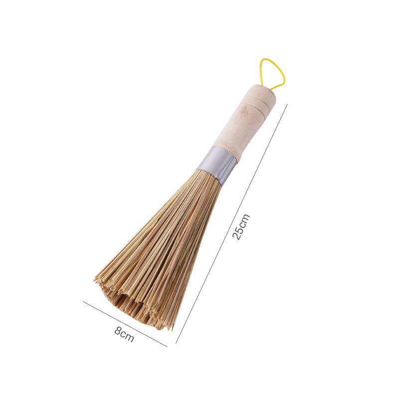 Kitchen Natural Bamboo Pot Washing Brush Bamboo Wok Cleaning Whisk Brush with Comfortable Handle Household Kitchen Clean Tools
