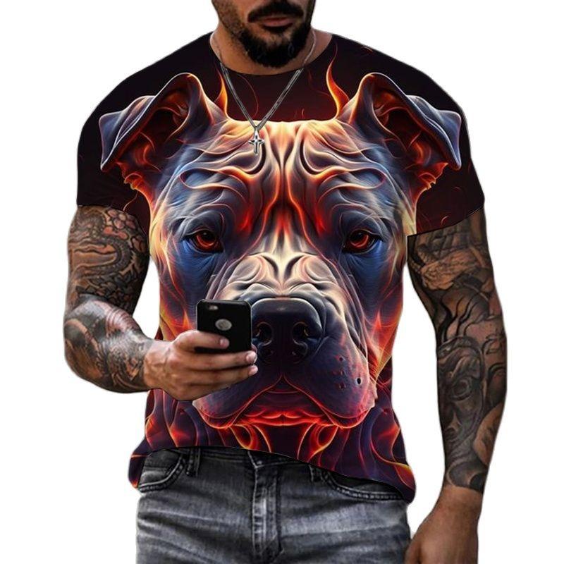 Tricou pentru bărbați Hip Hop Trend Harajuku Top Bulldog imprimeu Vară Tricou cu mânecă scurtă Casual O-gate Tricouri supradimensionate Îmbrăcăminte amuzantă
