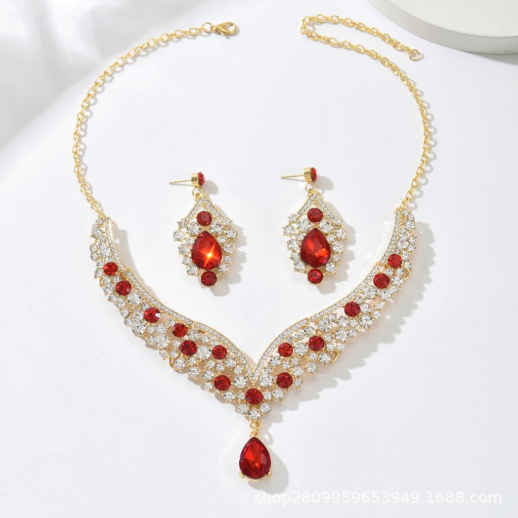 Dress Jewelry Direct Sales Necklace Earrings Two-piece Set Flower Bride Retro High-end Design Set