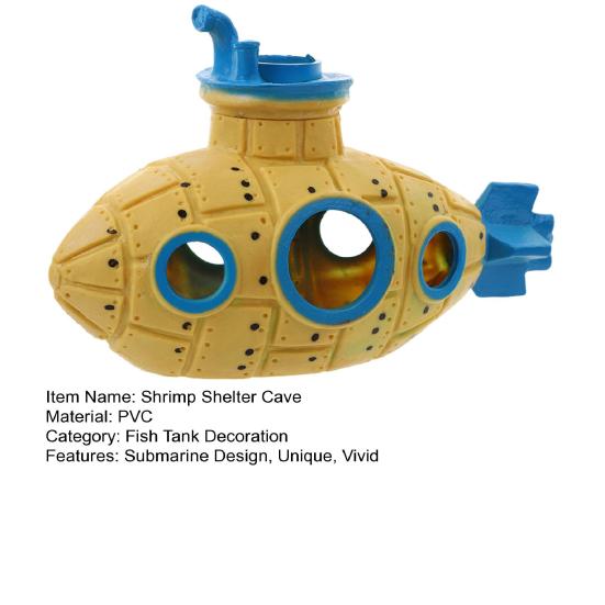 Hollow Submarine Fish Tank Decoration Aquarium Shrimp Hideout Small Fish Breeding Cave Shelter for Shrimp Betta Lizards
