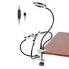 Helping Hands Soldering Third Hand PC-B Holder Tool LED Lighted Magnifying with 4 Flexible Arms Electronics Repair