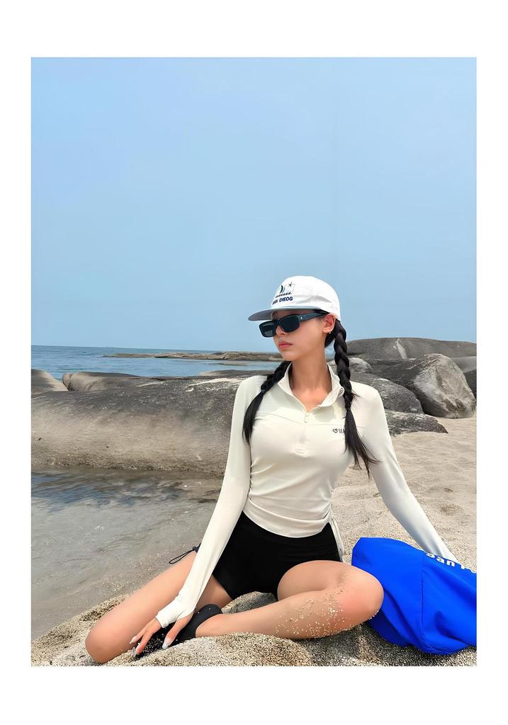 2025 Women's High-End Conservative Sports Swimsuit - Slimming & Sun Protective for Surfing