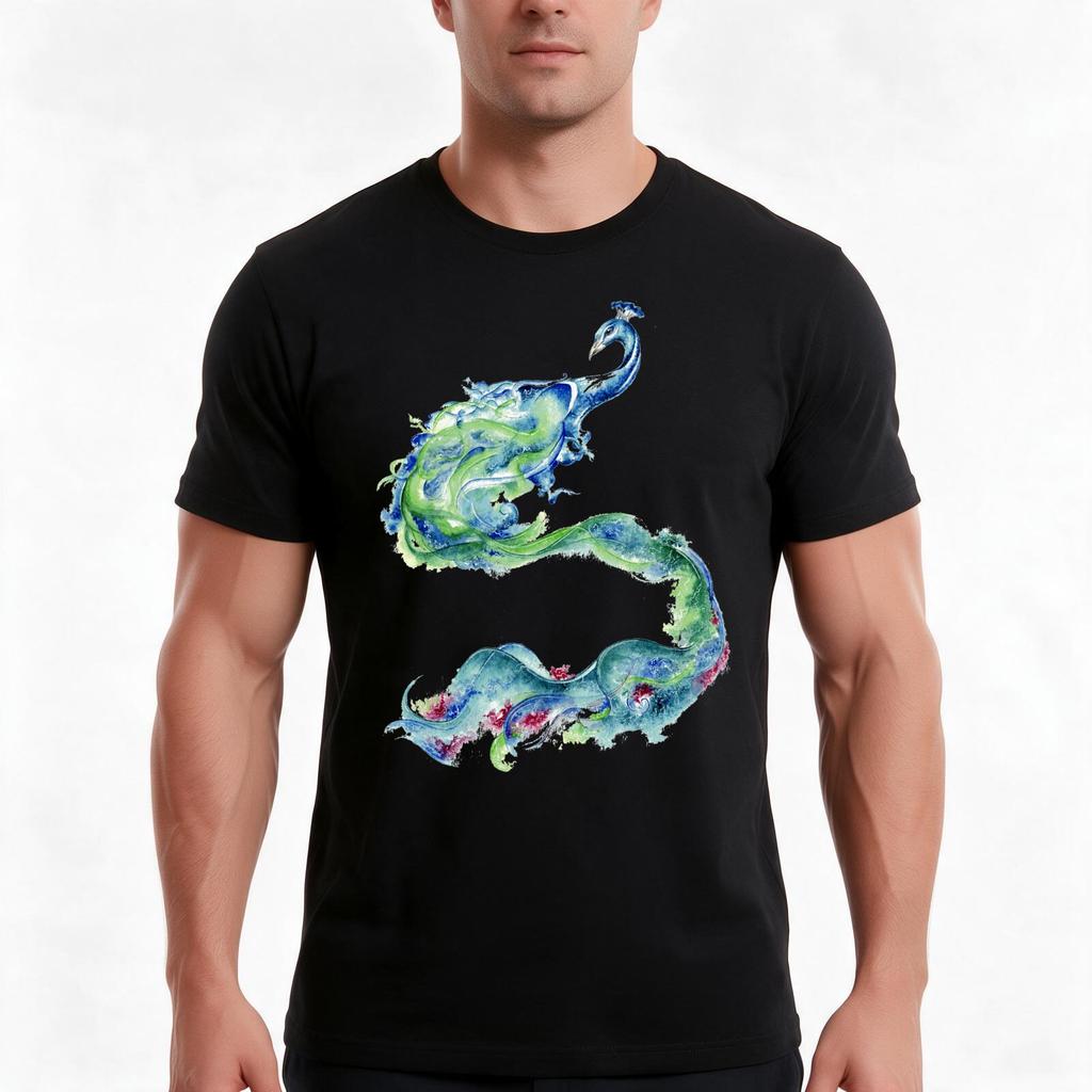 Peacock Spirit Tshirt Summer Casual Cotton Tee Oversized Streetwear Tops Vintage Graphic Print Loose Fit Short Sleeve