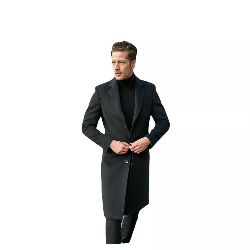 Men's British Men's Long-sleeved Woolen Coat Autumn and Winter Woolen Coat Trend